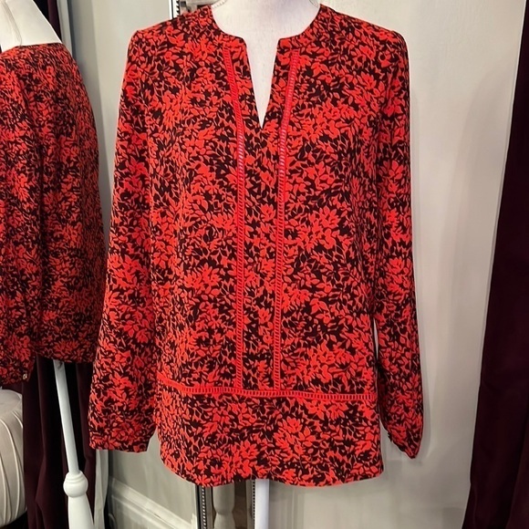 Michael Michael Kors Red and Black Floral Tunic Size Small - Picture 1 of 10